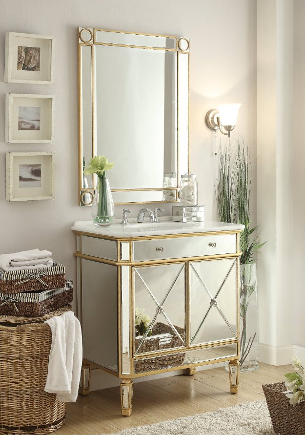 Mirrored Sink Vanity | Mirrored Bathroom Vanity | Mirrored Bathroom Cabinet
